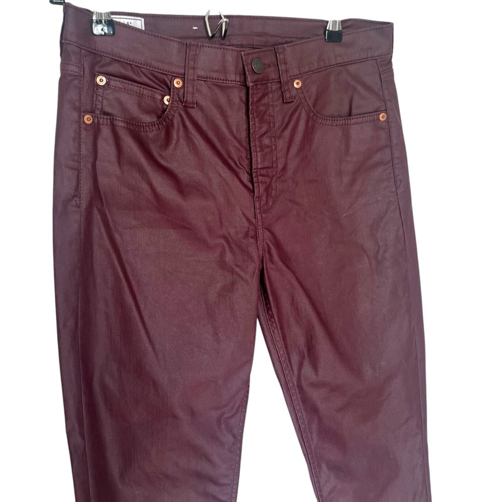 Gap Vintage Slim Mid Rise Coated Burgundy Jeans Pants Womens 28 6R Maroon Wine - Picture 3 of 10